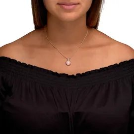 ZEEme Kette mit Anhänger 925 Sterling Silber rosé-vergoldet mit echtem Rosenquarz 12mm rot