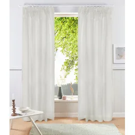 OTTO home Gardine OTTO HOME "Kym" Gr. 4, beige (beige, weiß), B:135cm H:245cm, Leinen, Polyester, Gardinen, Gardine, Halbtransparent, Multifunktionalband, Pflegeleicht, stilvoll