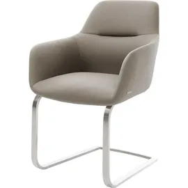 DeLife Freischwinger Pejo-Flex Echt-Leder Schlamm Freischwinger flach Edelstahl Taschenfederkern, Esszimmerstühle