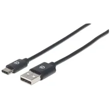 Manhattan USB-Kabel USB 2.0 USB-A Stecker, USB-C® Stecker 3.00m Schwarz 354936