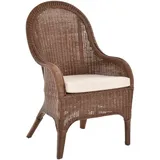 Krines Home Rattanstuhl Rattansessel hohe Rückenlehne Rattan Esszimmerstuhl Breite Armlehnen, Breite Armlehnen braun