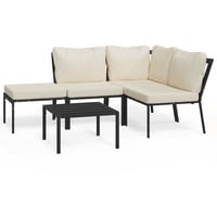 vidaXL 5-tlg. Garten-Lounge-Set mit Sandfarbigen Kissen Stahl