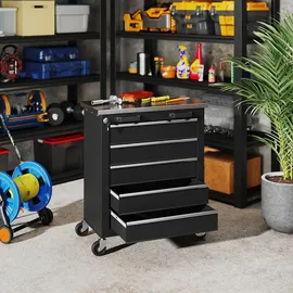 Homcom Werkstattwagen Stahl 65,5 x 34,5 x 76 cm schwarz leer abschließbar