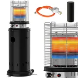 TLSUNNY Heizstrahler Terrasse, Heizpilz Gas Terrasse, Terrassenstrahler mit Schutzhülle, Terrassenheizer Gas mit Rädern, Heringen und Piezoelektrische Zündung, Schwarz, für Terrasse und Balkon