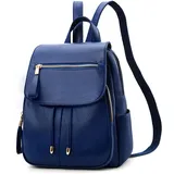DIRRONA Rucksack Damen Beiläufig Diebstahlschutz Daypack Reise Wasserdicht Rucksack Schule Büro Geschäftsreise PU Leder Mittel Damen Rucksack Blau