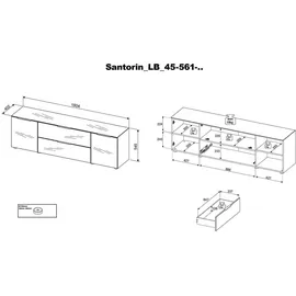 Bega Consult SANTORIN TV-Lowboard 180 x 54 cm Cashmerebraun matt Glas/Metall/Holzwerkstoff