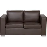 Beliani Sofa 2-Sitzer HELSINKI Echtleder Dunkelbraun