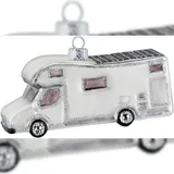 Inges Glas Inge-glas Christbaumschmuck Camper mit Glitzer Glas 7 cm weiß