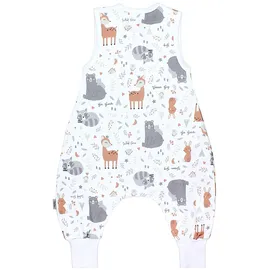 TupTam Sommerschlafsack Baby mit Beinen Leichter Schlafsack Baby Sommer 0.5 TOG, OEKO-TEX, Farbe: Reh hase bär waschbär grau beige Größe: 104-110