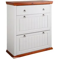 Clever-Moebel Schuhschrank aus Kiefernholz weiß/kirschbaumfarben, Schuhkommode