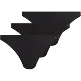 Tommy Hilfiger Damen 3er Pack Slips Bikini Form Gerippt, Mehrfarbig (Black/Black Rib/Black), S