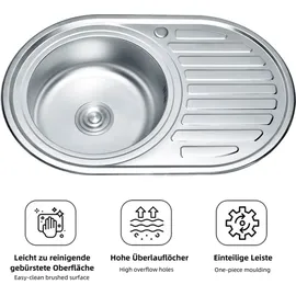 MuCoLa Einbauspüle Edelstahl rechts