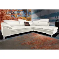 Ecksofa COTTA "Teresa L-Form" Sofas Gr. B/H/T: 293cm x 84cm x 232cm, Luxus-Kunstleder, Ottomane rechts, ohne Funktion-mit Kopfteilverstellung, weiß (altweiß) wahlweise mit Bettfunktion