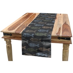 Abakuhaus Tischläufer Esszimmer Küche Rechteckiger Dekorativer Tischläufer, Fisch Vintage Tierknochen Entwurf bunt 40 cm x 300 cm