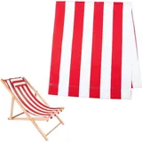 Deckchair Sling Replacement 47x21 Inch Red and White Stripes Deck Chair Fabric Waterproof Canvas Fabric Deck Chair Sling Replacement Beach Chair Replacement Cloth for Sunbathing Courtyard