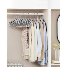 Songmics Kleiderbügel, 50er Set, Jackenbügel aus Kunststoff, gut belastbar, Anti-Rutsch-Design, platzsparend, Dicke, um 360° drehbarer Ha... - hellgrau-dunkelgrau