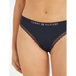 Slip "THONG", Damen, Gr. S (36), schwarz (desert, sky), Jersey, Spitze, Obermaterial: 79% Polyamid, 21% Elasthan, TOMMY HILFIGER UNDERWEAR, unifarben, körpernah, Unterhosen, mit Tommy Hilfiger Markenlabel