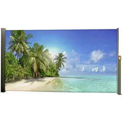 Seitenmarkise Motiv Malediven grau 160x300cm Markise Seite Balkon Sichtschutz