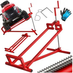 MASKO®  Rasentraktor Heber 400kg Aufsitzmäher Hebevorrichtung Rasentraktorheber Reinig.Hilfe Hebebühne inkl. Arbeitshandschuhen