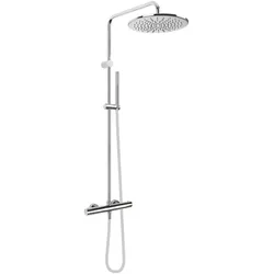 OLTENS Boran Duschsystem mit Aufputz-Thermostat, Stabhandbrause und Kopfbrause rund, Badarmaturen, chrom