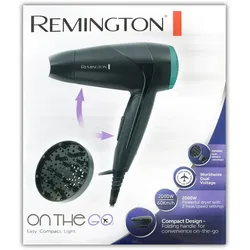 Remington Haartrockner klein klappbar leistungsstark 2000 W weltweite Spannungsanpassung