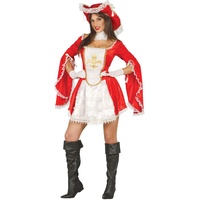 Amakando Hinreißendes Piratin-Kostüm für Damen/Rot-Weiß XS/S (36/38) / Musketiere Damenkostüm Piratenbraut/Bestens geeignet zu Karneval & Mittelalterfest