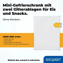 Exquisit Mini Gefrierschrank GB60-150E weiss | 42 l Nutzinhalt | Klein und kompakt | Türanschlag wechselbar | Gefrieren