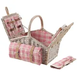 casa.pro Picknickkorb (Komplettset), »Bucchianico« Weidenkorb für 2 Personen mit Geschirr und Besteck beige|rot