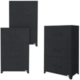 ML-Design 3Er Set Aktenschrank 75x40x120cm Anthrazit Stahl Freistehend