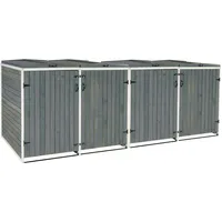 Mendler XL 4er-/8er-Mülltonnenverkleidung HWC-H74, Mülltonnenbox, erweiterbar 126x316x98cm Holz MVG