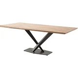 MCA Direkt Import MCA Esstisch Gravina Eiche Massiv geölt mit gedrehter Baumkante Metall Schwarz 160 x 90 cm - Schwarz