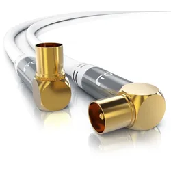 Primewire Antennenkabel 90° gewinkelt, Koax, TV-Kabel, RF, IEC, HDTV, 4-fach Schirmung, 75 Ohm, 120dB - 7,5m