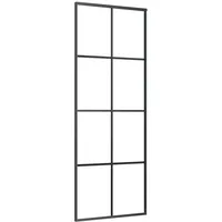 vidaXL Schiebetür Schwarz 76x205 cm ESG Glas und Aluminium