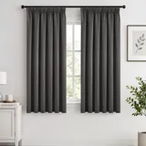 Woaboy Verdunklungsvorhänge Kräuselband Vorhänge Blickdicht 2er Set, Modern Thermovorhang Kälteschutz Vorhänge Wohnzimmer für Schiene, Thermo Gardinen Abdunkelnde Schlafzimmer H 175 x B 140 cm Grau