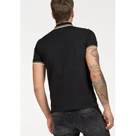 Bruno Banani Poloshirt BRUNO BANANI, Herren, Gr. 4XL (68/70), schwarz, Piqué, Obermaterial: 95% Baumwolle, 5% Elasthan, bestickt, körpernah, Shirts, körpernahe Passform, mit Stickereien und Badges, Polokragen