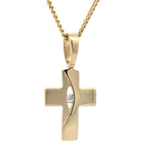 HOPLO Kreuzanhänger Anhänger Kreuz mit massiver Goldkette 1,1 mm 333-8 Karat Gold, Made in Germany 45 cm