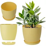 Kadax Matte Blumentopf mit Untersetzer, aus Kunststoff, 25 cm, Hellgelb