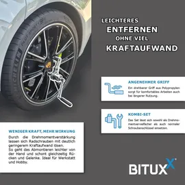 BITUXX Drehmomentverstärker Kraftverstärker Vervielfältiger Radmutternschlüssel Verstärker Radwechsel Adapter Torque Wrenches Auto Kfz Werkzeug Set 1/2 Zoll 680Nm 16:1