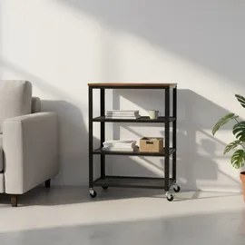 Relaxdays Rollwagen, 4 Ebenen Industrial, Braun,Schwarz