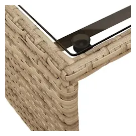 vidaXL Gartensofa in L-Form mit Tisch und Kissen Beige Poly Rattan