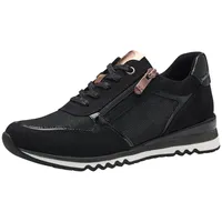 Marco Tozzi Sneaker flach Elegant mit Schnürsenkeln und Reißverschluss, Schwarz 39 EU