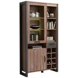 Forte Carryhome Vitrine Kiefer, Dunkelgrau, Kunststoff, Betonoptik, 5 Fächer, 1 Schubladen, 104.8x204.6x43 cm, Beimöbel erhältlich, Wohnzimmer, Wohnwände, Vitrinenschränke