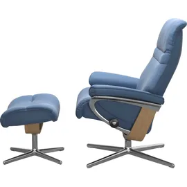 Stressless Relaxsessel STRESSLESS "Sunrise", blau (lazuli blau), B:83cm H:105cm T:74cm, Sessel, Relaxsessel, mit Cross Base, Größe S, M & L, Holzakzent Eiche