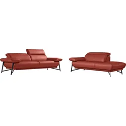 Egoitaliano Polstergarnitur »Anais, Design mit hohem Sitzkomfort für mehr Bequemlichkeit«, Set: bestehend aus Sofa und Ottomane, inkl. Kopfteilverstellung Egoitaliano marsala