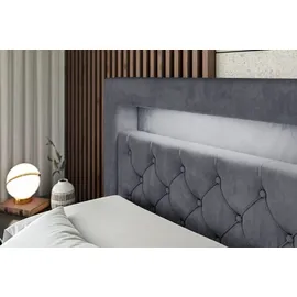 altdecor BOXBETT LED mit H4-Matratze und Lattenrost - NOEL GOLD - 160x200 Dunkelgrau