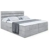 altdecor Boxbett, Hellgrau Holzwerkstoff, Höhe ca. 20 cm - H4 - Polsterbett mit Bettkasten und Lattenrost, - CELESTIA - 160x200 cm, Schlafzimmer, Betten, Boxspringbetten