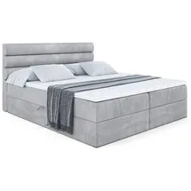 altdecor Boxbett, mit Matratze H3 und Lattenrost, - CELESTIA - 160x200 cm Hellgrau
