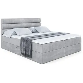altdecor Boxbett, mit Matratze H3 und Lattenrost, - CELESTIA - 160x200 cm Hellgrau
