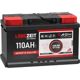 LANGZEIT AGM Batterie 110Ah 12V Solarbatterie Wohnmobil Batterie Bootsbatterie Mover Deep Cycle AGM zyklenfest wartungsfrei ersetzt 100Ah 95Ah 90Ah