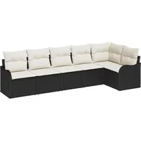 vidaXL Garten-Sofa-Set mit Kissen Schwarz Poly Rattan